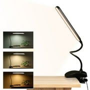 Desk Lamp Clip on Light, Desk Light with 3 Lighting Modes, Dimmable 4 Brightness Levels, 360° Adjustable Gooseneck, Eye-Caring Small Lamp for Bed Headboard Read