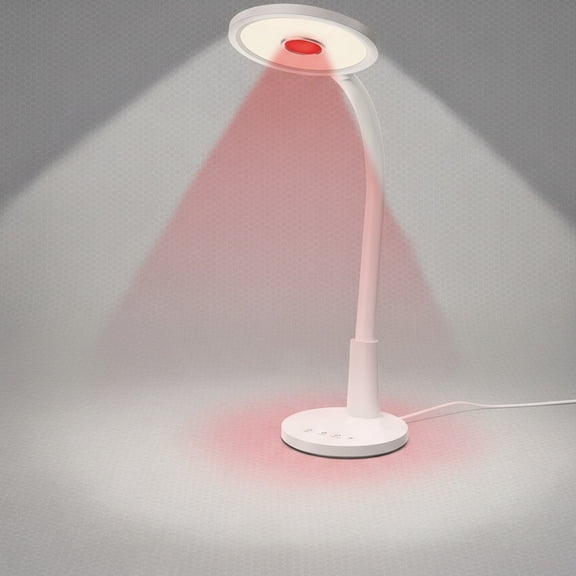 Desk Lamp: Eye-Caring LED Red Light, Adjustable Brightness & Flexible Gooseneck, Dimmable with Memory & Timer