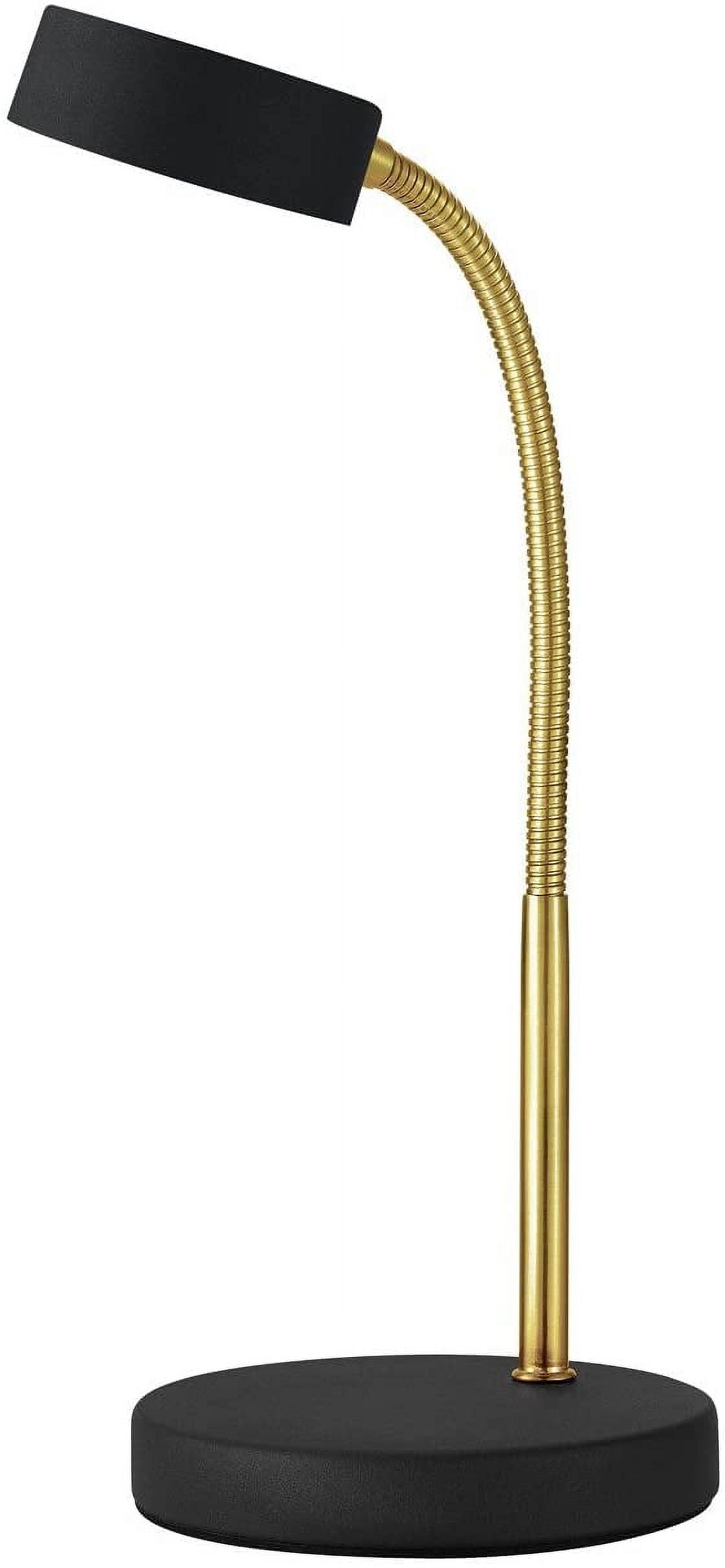 Desk Lamp, Gold Gooseneck, Matte Black Finish, 5W Energy Star Integrated LED, 250 Lumens 30061, 15.45", Black & Gold