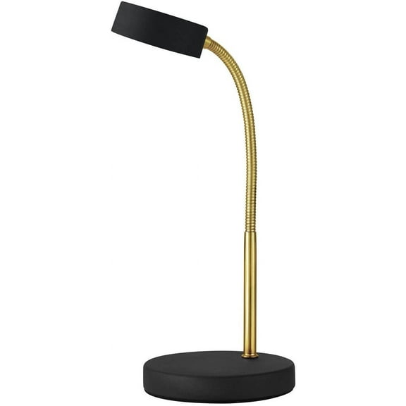 Desk Lamp, Gold Gooseneck, Matte Black Finish, 5W Energy Star Integrated LED, 250 Lumens 30061, 15.45", Black & Gold
