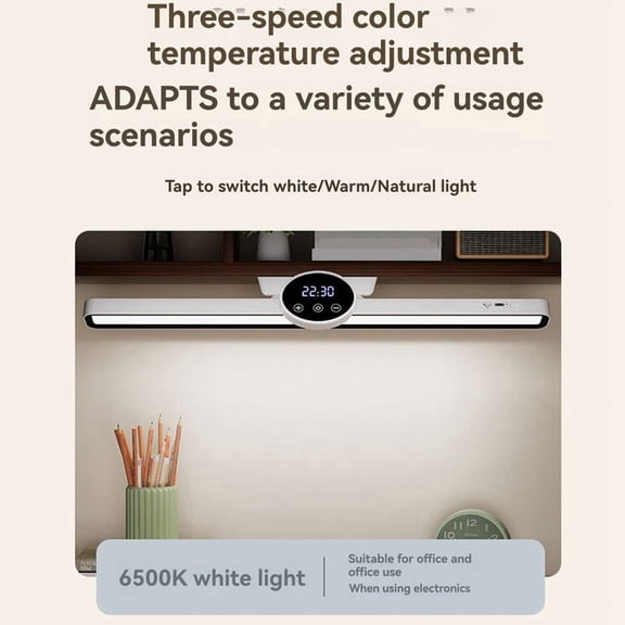 Desk Lamp Hanging Magnetic Clock Table Lamp LED USB Rechargeable Stepless Dimming Cabinet Closet Wardrobe Night Light