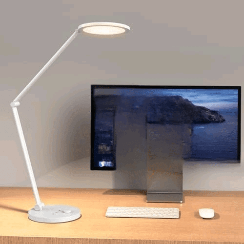 Desk Lamp for Home Office, Metal Swing Arm Desk Light, 3 Mode Stepless Dimming Desktop Lamp, 14W 1200LM Computer Task LED Lamp, Desk Ring Light for Streaming, Podcasting, Video Calls, Conference