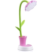 Desk Lamp for Kids Sunflower LED Charging Table Lamp for Reading,Study and Office, Adjustable Brightness - Pink