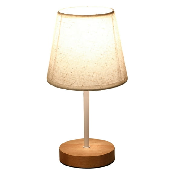 Desk Lamp,Modern Farmhouse Decor,LED Solid Wood Desk Lamp Stable Fabric Study Reading Lamp Suitable For Home Decoration Linen Plain Warm,Patio Table Lamp, Bedside Night Lamp(E)