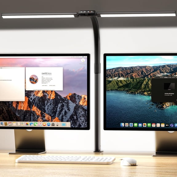 Desk Lamp for  Office, 30.7'' Double  Architect Desk Light with Clamp, 24W Bright 25 Lighting Modes Eye Care No Glare, Adjustable Gooseneck Task Lamp Workbench Reading Study, Gray