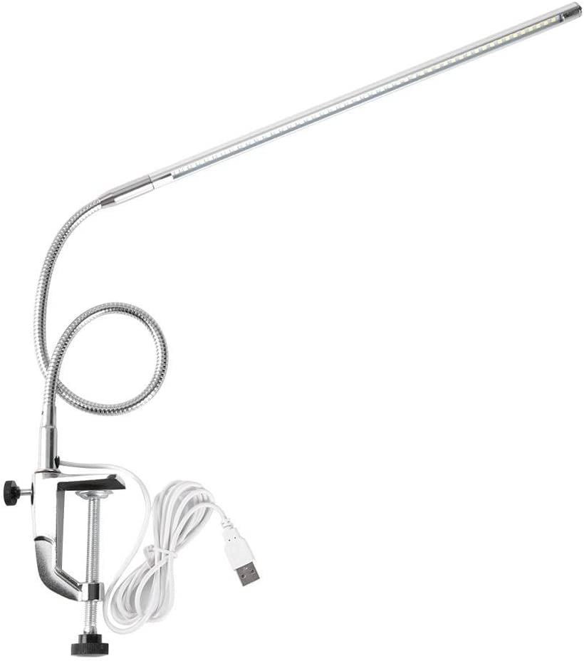 Desk Lamp, USB Beauty Lamp with Clamp Adjustable LED Table Lamps for Manicure Reading Eyelash Extension Eyebrow Manicure - 8w, 48pcs Lamp Bead(Silver)