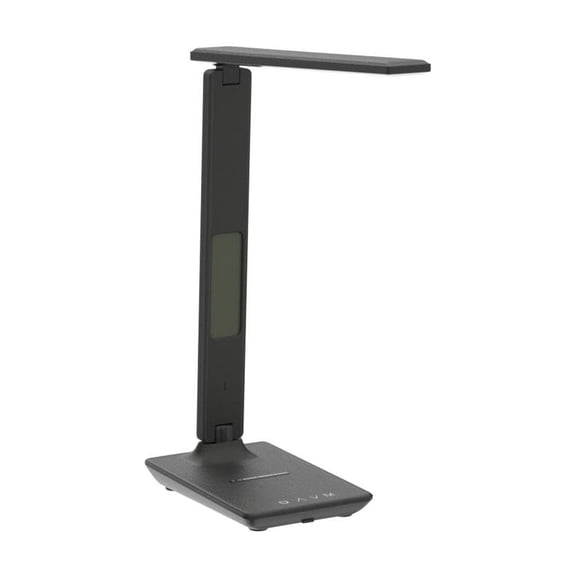 Desk Lamp with Wireless Charger and USB Port, Table Lamp with LCD Clock Display, Adjustable Brightness LED Light for Home Office College Dorm Room Essentials, Black