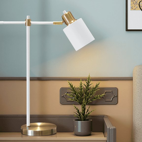 Desk Lamp for Home Office White Table Lamps for Bedroom Desk Table Lamp for Living Room Night Stands 21" Metal Modern Classical Pure White (1 Pack)