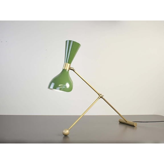 Desk Lamp or Table Lamp in Olivine Enamel & Brass by Blueprint Lighting