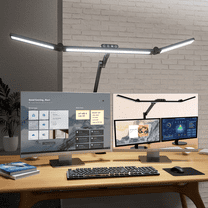 LED Desk Lamp for Home Office - 24W 1500LM Desk Lamps with Clamp Architect Table Lamp Adjustable Head Stepless Dimming Work Light(Black)