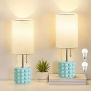 NATYSWAN Small Table Lamps Set of 2, Bedside Nightstand Lamps for Bedroom Kid’s Room,Farmhouse Dimmable Desk Lamps with Linen Shades for Living Room