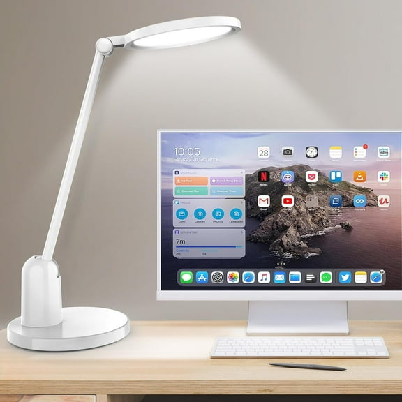 Desk Lamps for Home Office with Stable Base, 1000LM Ultra Bright Eye-Caring Desk Light, 3000K-6000K Dimmable Table Lamp with Stepless Dimming & Timing Function for Work, Reading, Bedroom
