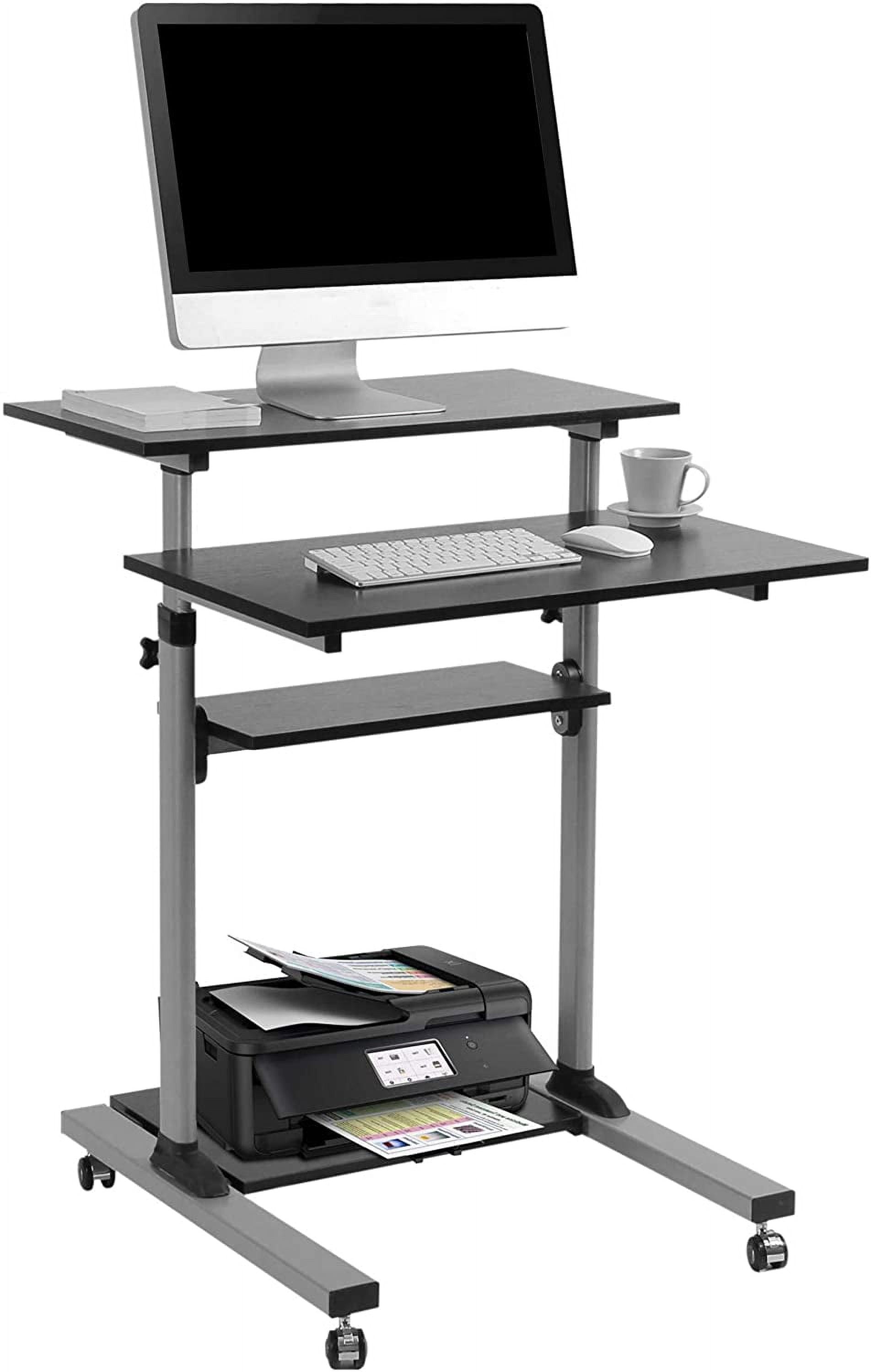 Desk for Laptop Standing or Sitting Mobile Computer Cart with Wheels