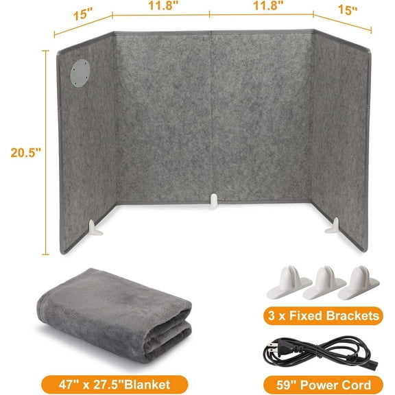 Under Desk Leg Warmer with Blanket, Foldable Space with Timer & Thermostat, Electric Portable Leg for Indoor Use, Quiet & Small Space Foot Warmer for Office & Home, 4-Fold