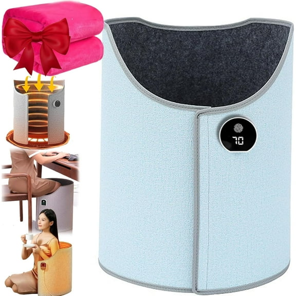 Under Desk Leg Warmer with Soft Blanket, Folding Under Desk Foot Heater, 8-Speed Adjustable Portable Heated Pad for Office or Home, Fast Heating Foldable Feet Cozy Warmer