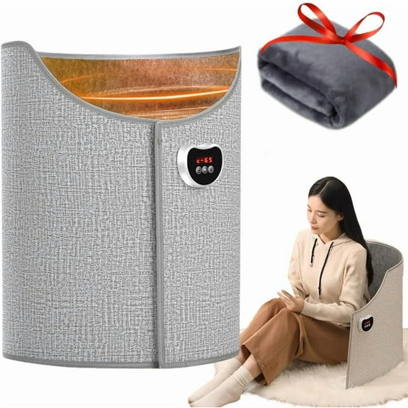 Under Desk Leg Warmer, Winter Foot Warmer Under Desk, Portable Small Space Heater for Leg Foot Warmer Office and Home, Portable Leg Warmer with Soft Blanket (Grey,8 Level)