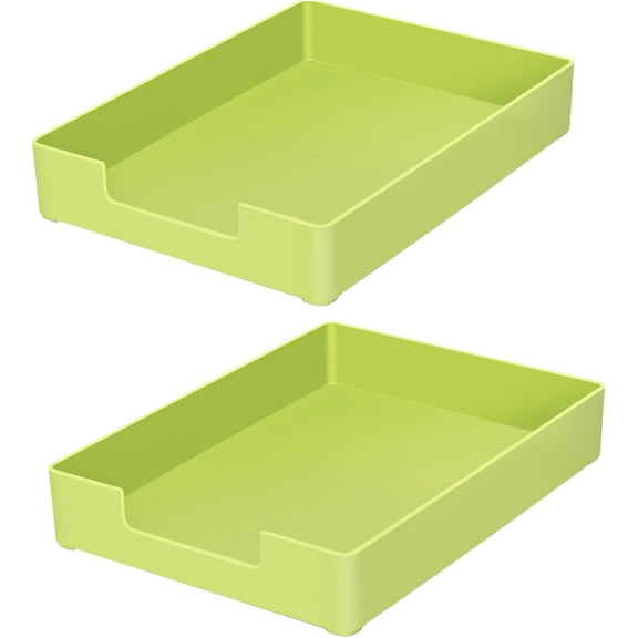 Desk Letter Tray, 2PCS A4 Size Plastic Stackable File Document Organizer, Office Desktop File Paper Holder, Book Storage Rack,Anti-Skid Stacking Support for Office Supplies (Green)