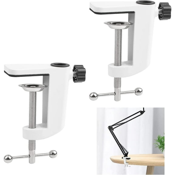 Desk Light Clamp Mount Holder Bracket, 2Pcs Aluminum Support Clamp Desktop Mount Heavy Duty C Shape Desk Table Mount Clamp Desk Clamp Support, Fits up to 5.5cm/2.16" Desktop Thickness