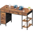 thumbnail image 1 of Amadwell 47" Desk with Drawers & Storage, Office Desk with Reversible Shelves, Gaming Computer Desk, Brown, 1 of 8