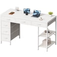 thumbnail image 1 of Amadwell 47" Desk with Drawers & Storage, Office Desk with Reversible Shelves, Gaming Computer Desk, White, 1 of 9