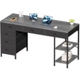 thumbnail image 1 of Amadwell 54" Desk with Drawers & Storage, Office Desk with Reversible Shelves, Gaming Computer Desk, Grey, 1 of 8