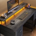 thumbnail image 1 of Amadwell 47" Gaming Computer Desk with LED Lights, Power Outlets, Home Office Writing Desk with 4 Drawers, Gray, 1 of 9