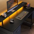 thumbnail image 1 of Amadwell 55" Gaming Computer Desk with LED Lights, Power Outlets, Home Office Writing Desk with 4 Drawers, Black, 1 of 9