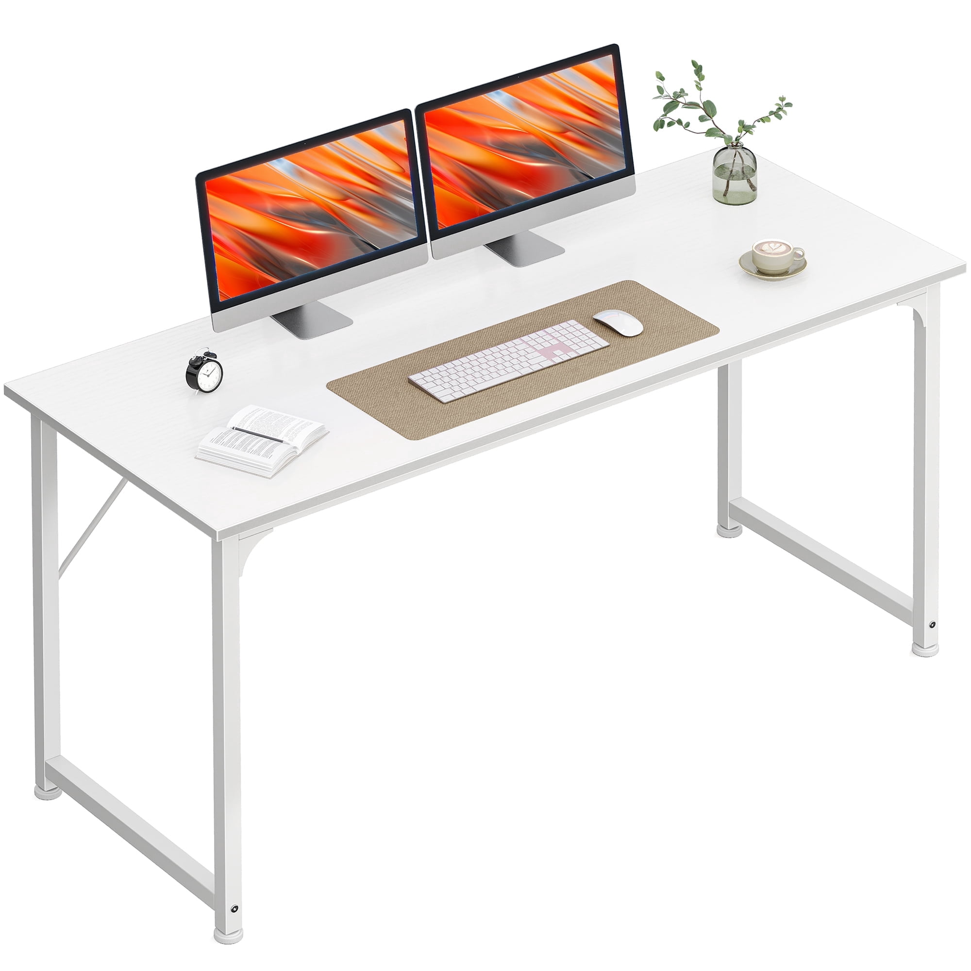 54" Computer Desk, Modern Office, Study & Gaming Desk with Storage, Large Legroom, Sturdy Metal Frame