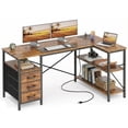 thumbnail image 1 of 47 Inch L Shaped Office Desk with Power Outlets, Computer Desk with Drawers, Corner Desk for Home Office, 1 of 9