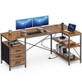 thumbnail image 1 of 54 Inch L Shaped Office Desk with Power Outlets, Computer Desk with Drawers, Corner Desk for Home Office, 1 of 9