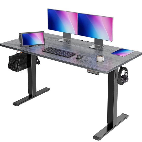 Amadwell 55" Electric Height Adjustable Standing Desk, 27.6" Deep Work Table with Cable Management, Home Office Desk
