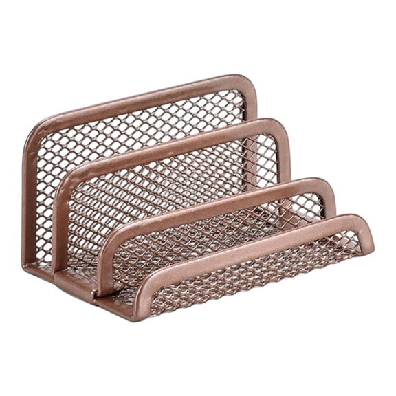 Desk Mail Organizer, File Holder Letter Sorter with 3 Vertical Upright Metal Mesh Compartments Document, Filing, Folders, Mail, Paper Organizer for Home or Office Desktop, 1Pc,Rose Gold