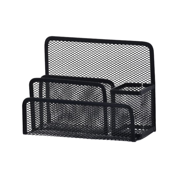 Desk Mail Organizer, File Holder Letter Sorter with 3 Vertical Upright Metal Mesh Compartments Document, Filing, Folders, Mail, Paper Organizer for Home or Office Desktop, 1 Pcs, 6.89x3.54x5.11"