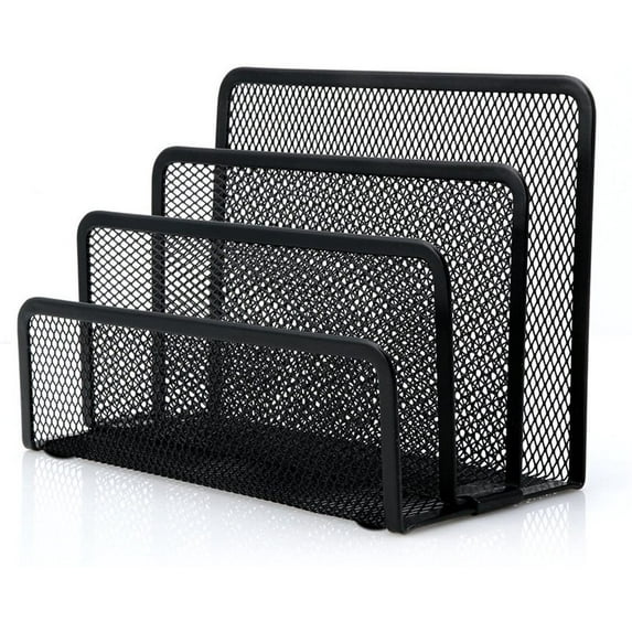 Desk Mail Organizer, File Holder Letter Sorter with 3 Vertical Upright Metal Mesh Compartments Document, Filing, Folders, Mail, Paper Organizer for Home or Office Desktop (1PCS)
