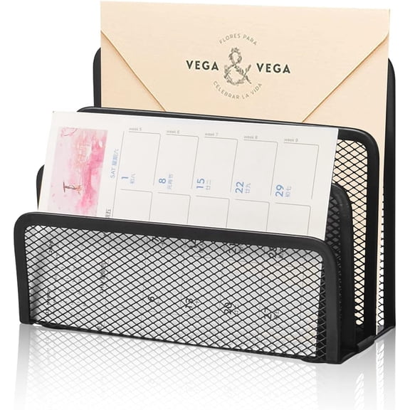 Desk Mail Organizer,Small File Holders Letter Organizer Metal Mesh Document/Folders/Paper Organizer for Desktop