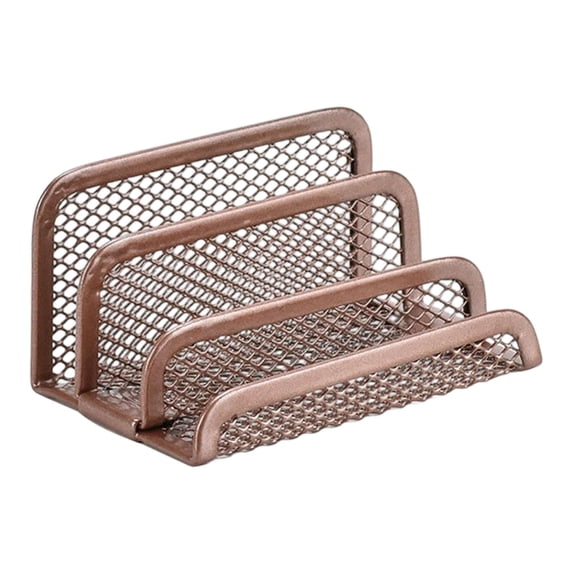 Desk Mail Organizer,Small Letter Sorter File Holder with 3 Vertical Upright Metal Mesh Compartments,Durable Mails Paper Business Card Organizer for Document, Filing, Folders,1Pc(Rose Gold,3.7x2.3x2")