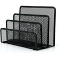 thumbnail image 1 of Desk Mail Organizer, Wattne File Holder Letter Sorter with 3 Vertical Upright Metal Mesh Compartments Document, Filing, Folders, Mail, Paper Organizer for Home or Office Desktop (Black), 1 of 8
