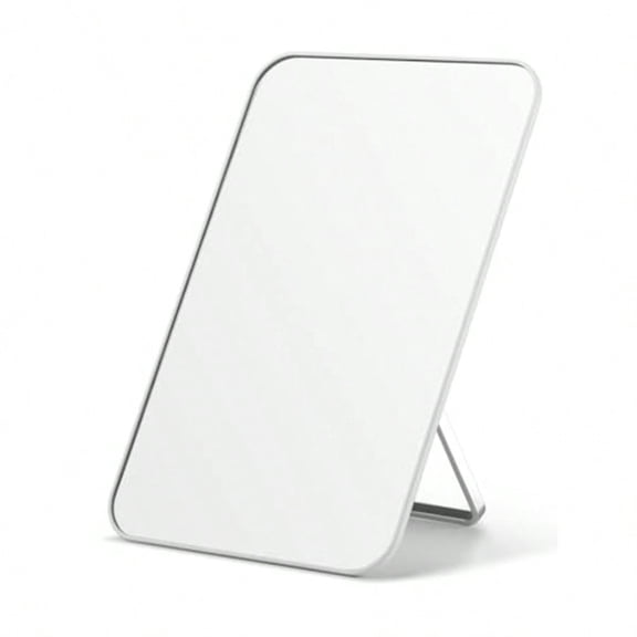 Desk Makeup Mirror 8 x 5 inches Table Mirror with Foldable Stand and Hanging Hole for Shaving and Travelling White