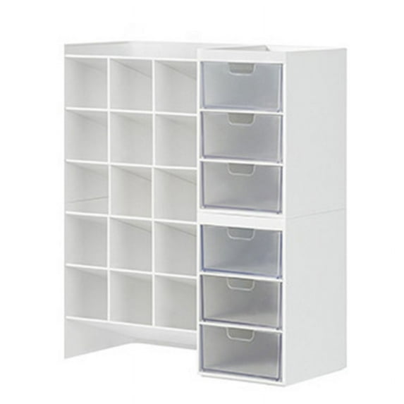Desk Marker Organizer Holder with 3 Drawers 6-grid Inclined Pen Slots, Stackable