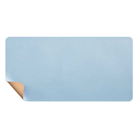 Desk Mat 24"x12" Computer Laptop Cork Keyboard Mouse Pad Organizer Leather Cover Office Table Protector Double Side Gaming Surface Light Blue