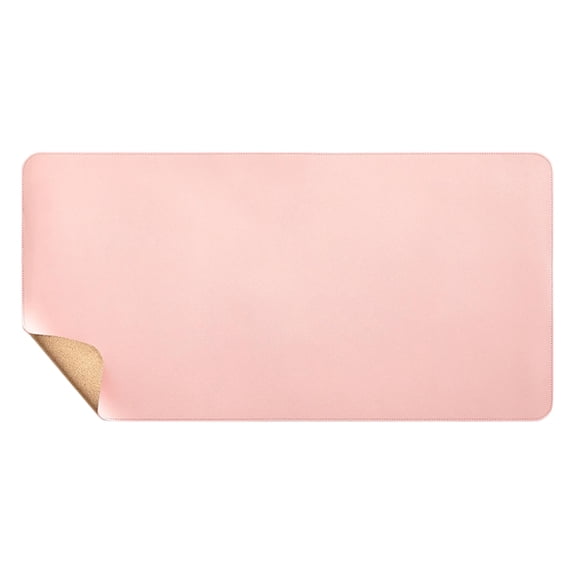 Desk Mat 24"x12" Computer Laptop Keyboard Cork Mouse Pad with Lock Edge Organizer Leather Cover Office Table Protector Double Side Gaming Surface Light Pink