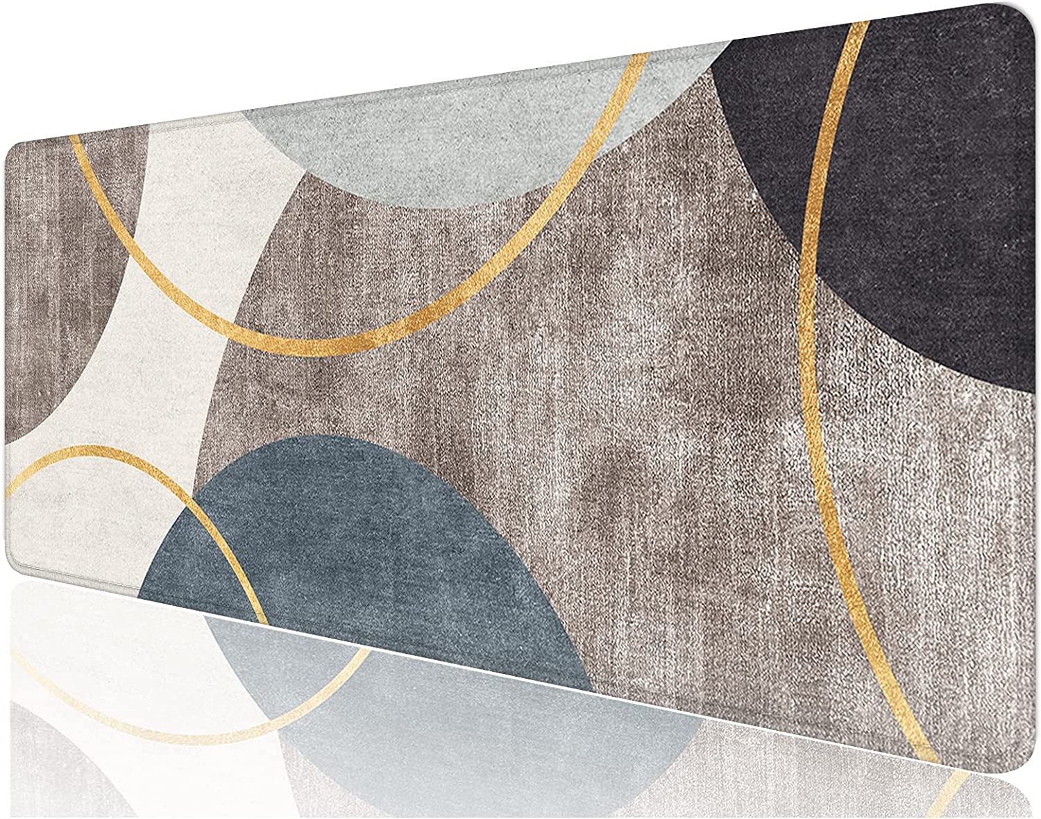 Desk Mat, 32" x 12" XXL Extended Large Gaming Mouse Pad, Desktop Decor Desk Pad, Cute Men Women Office Supplies and Accessories, XL Mouse Mat for Laptop & Keyboard, Abstract Art Circle