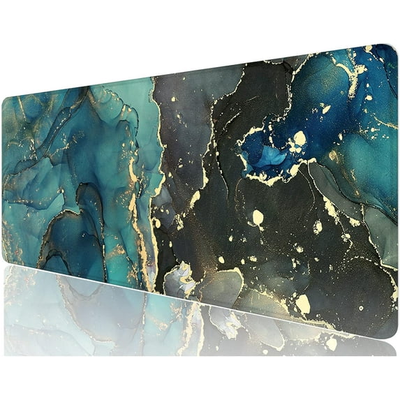 Desk Mat, 32" x 12" XXL Extended Large Gaming Mouse Pad, Desktop Decor Desk Pad, Cute Men Women Office Supplies and Accessories, XL Mouse Mat for Laptop & Keyboard, Teal Marble