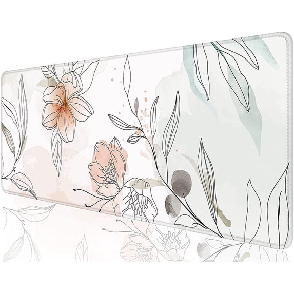 Desk Mat, 32" x 12" XXL Extended Large Gaming Mouse Pad, Desktop Decor Desk Pad, Cute Men Women Office Supplies and Accessories, XL Mouse Mat for Laptop & Keyboard, Watercolor Flowers