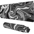 thumbnail image 1 of Desk Mat, Abstract Black White Ink Liquid Waves Extended Gaming Mouse Pad Large, 31.5"x11.8" Big Mouse Pad with Non-Slip Base and Stitched Edge, Long Computer Keyboard Mouse Mat for Home Office Work, 1 of 7