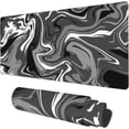 thumbnail image 1 of Desk Mat, Abstract Black White Ink Liquid Waves Extended Gaming Mouse Pad Large, 35.4"x15.7" Big Mouse Pad with Non-Slip Base and Stitched Edge, Long Computer Keyboard Mouse Mat for Home Office Work, 1 of 7