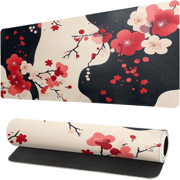Desk Mat, Anime Desk Pad Mat, Desk Matt for Desktop, XL Large Mouse Pad for Desk, Anti-Slip Big Mousepad with Stitched Edges, Keyboard Pad Mouse Mat for Gaming and Office (Cherry Blossom 5)