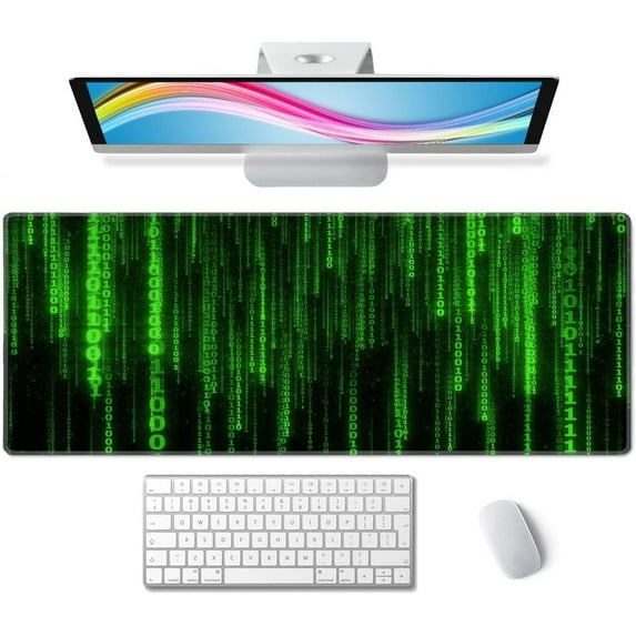 Desk Mat Binary Hanging Chain Large Keyboard Mouse Pad for Laptop PC Setup Desk Cover Protector Desk DéCor for Office Home Work Gaming 31.5" X 11.8" Stitched Edge Non-Slip Design