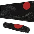 thumbnail image 1 of Desk Mat, Black Japanese Style Wave and Red Sun Extended Gaming Mouse Pad Large, 31.5"x11.8" Big Mouse Pad with Non-Slip Base and Stitched Edge, Long Computer Keyboard Mouse Mat for Home Office Work, 1 of 7
