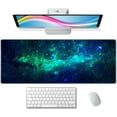 thumbnail image 1 of Desk Mat Blue Green Stars Nebulae Large Keyboard Mouse Pad for Laptop PC Setup Desk Cover Protector Desk DéCor for Office Home Work Gaming 31.5" X 11.8" Stitched Edge Non-Slip Design, 1 of 6